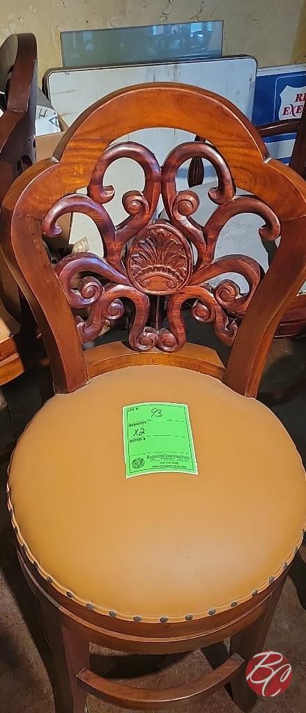 NEW Indonesia Hand Carved Mahogany Padded Chairs