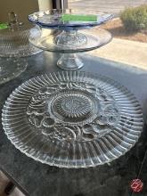 Glass Cake Pedestals(2) & Serving Platter