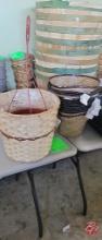 Wicker, Clay Planters (One Money, Great Lot)