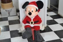 Plush Christmas Mickey Mouse & wood stool