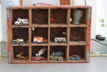 Coca-Cola wood crate W toy cars