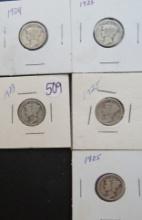 (5) Mercury Dimes