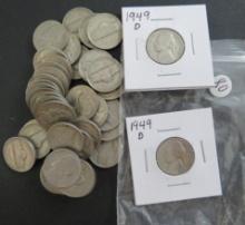 40 (1 roll) 1940's Jefferson Nickels