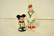 Cast iron Mickey and clown bank