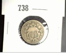 1866 with Rays Shield Nickel.Good.