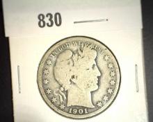 1901 S Barber Half Dollar. Good.