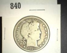 1905 O Barber Half Dollar. Good.