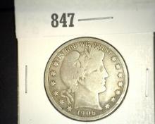 1906 D Barber Half Dollar. Good.