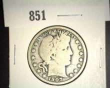 1907 P Barber Half Dollar. Good.