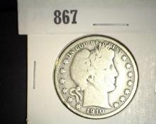 1910 P Barber Half Dollar. Good.