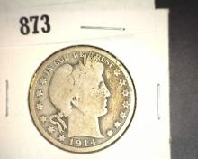 1914 P Barber Half Dollar.