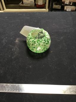 vintage green spatter glass rose bowl