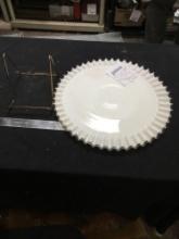 vintage large, Fenton milk, glass, Silvercrest serving plate with stand