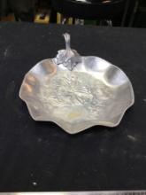 vintage hammered aluminum serving tray with handle mart