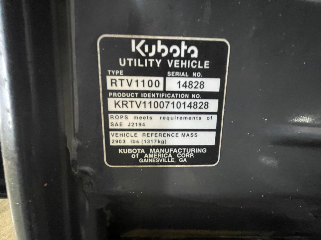 2009 Kubota RTV1100 Utility Vehicle