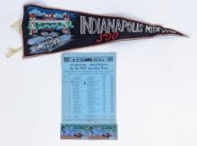 Vintage Indy Pennant and 1955 Speedway Tickets