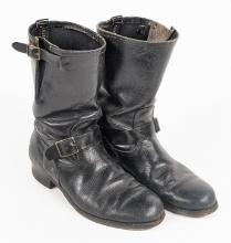 1950's Black Leather Motorcycle Harness Boots