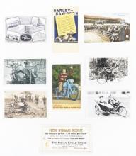 (9) Vtg Harley-Davidson & Indian Post Cards