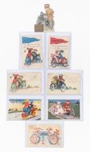 (8) 1910-20 Motorcycle Theme Post Cards