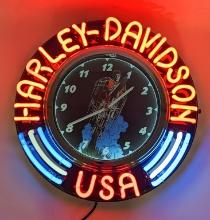 Harley-Davidson Hillclimber USA Exposed Neon Clock