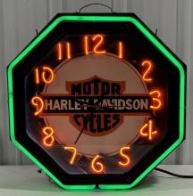 Neo-Lite Style Harley-Davidson 3-Color Neon Clock