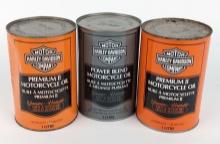 (3) Harley-Davidson French Canadian Full Oil Cans