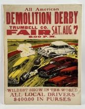 1950s Trumbell Co. Fair Demolition Derby Poster