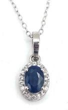 Sterling Silver 1ct Genuine Sapphire Necklace