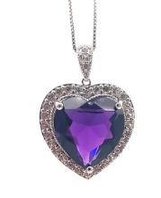 Sterling Silver 8ct Amethyst Heart Necklace