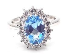 Sterling Silver 3.32ct Swiss Blue Topaz Ring