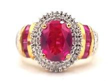 Sterling Silver 3.12ct Ruby Diamond Ring