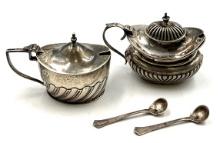 Sterling Silver RM & S Spoons and Mustard Pots