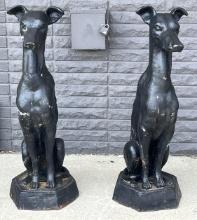 (2) Cast Iron Greyhounds Statuary