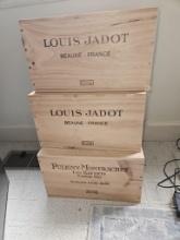 3 EMPTY WOODEN WINE BOXES