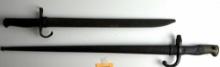 TWO 19TH CENTURY SWORD BAYONETS WITH SCABBARDS