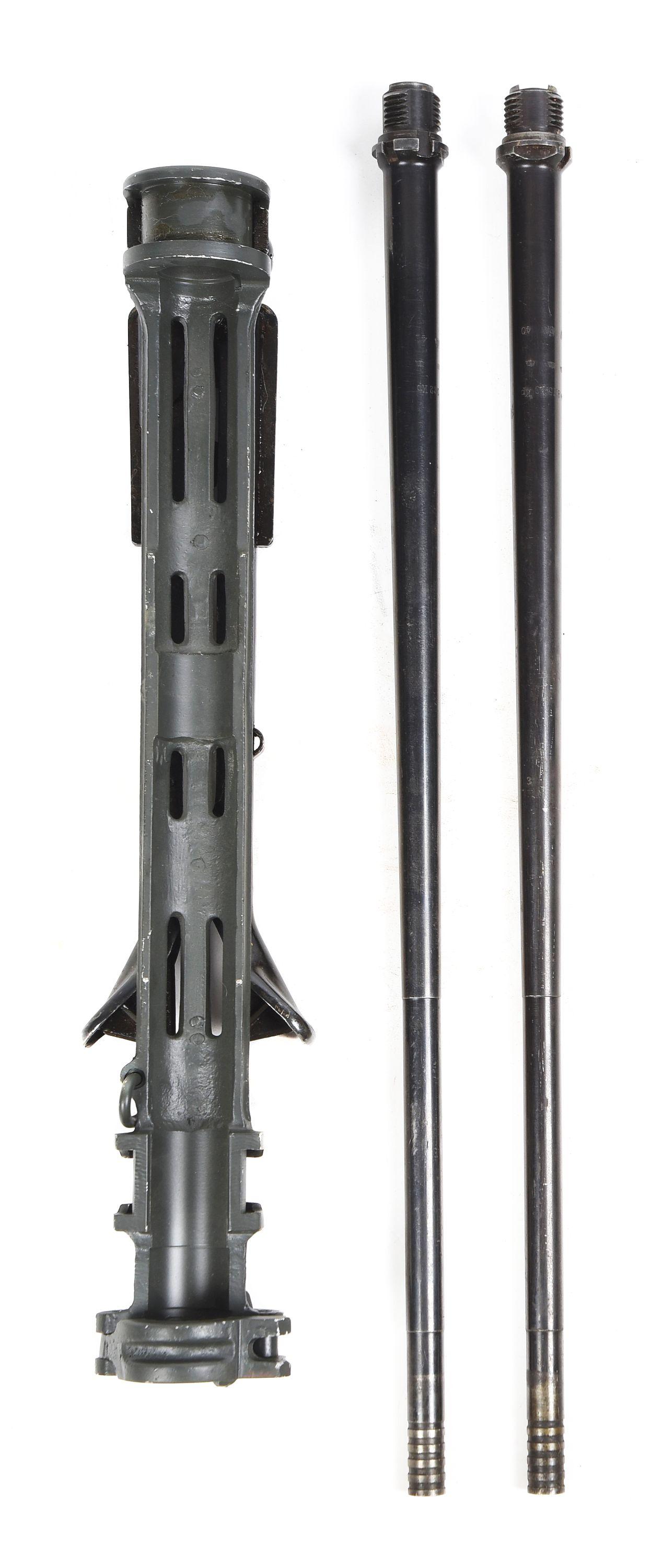 TWO GERMAN WW II MG-15 MACHINE GUN BARRELS WITH IMA REPORDUCTION &#8220;GROUND KIT&#8221; CLAMP ON S