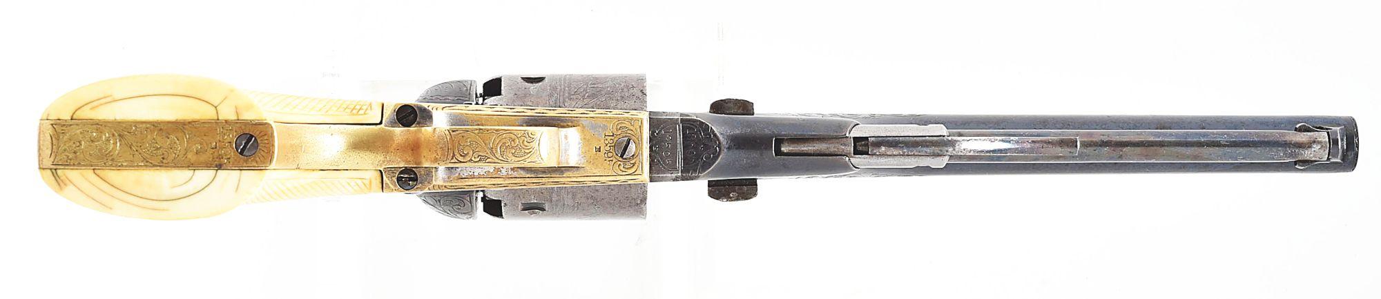 (A) CASED YOUNG ENGRAVED COLT MODEL 1861 NAVY PERCUSSION REVOLVER.