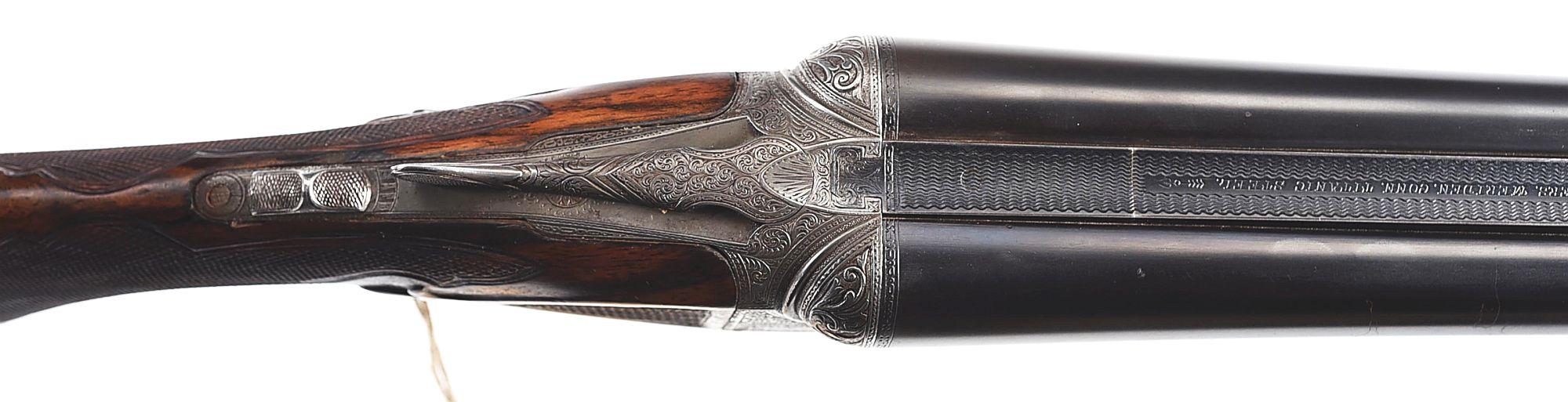 (C) PARKER AHE SIDE BY SIDE SHOTGUN WITH CASE AND FACTORY LETTER.