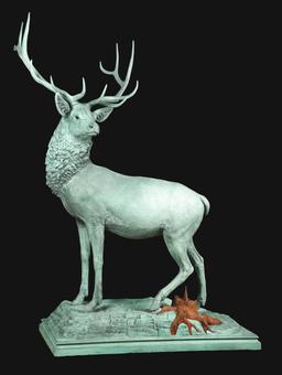 EARLY 1900S JOSEPH WINN FISKE LIFE SIZE ELK STATUE.