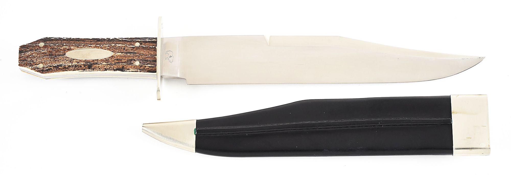 D.E. HENRY COFFIN HANDLED BOWIE KNIFE.