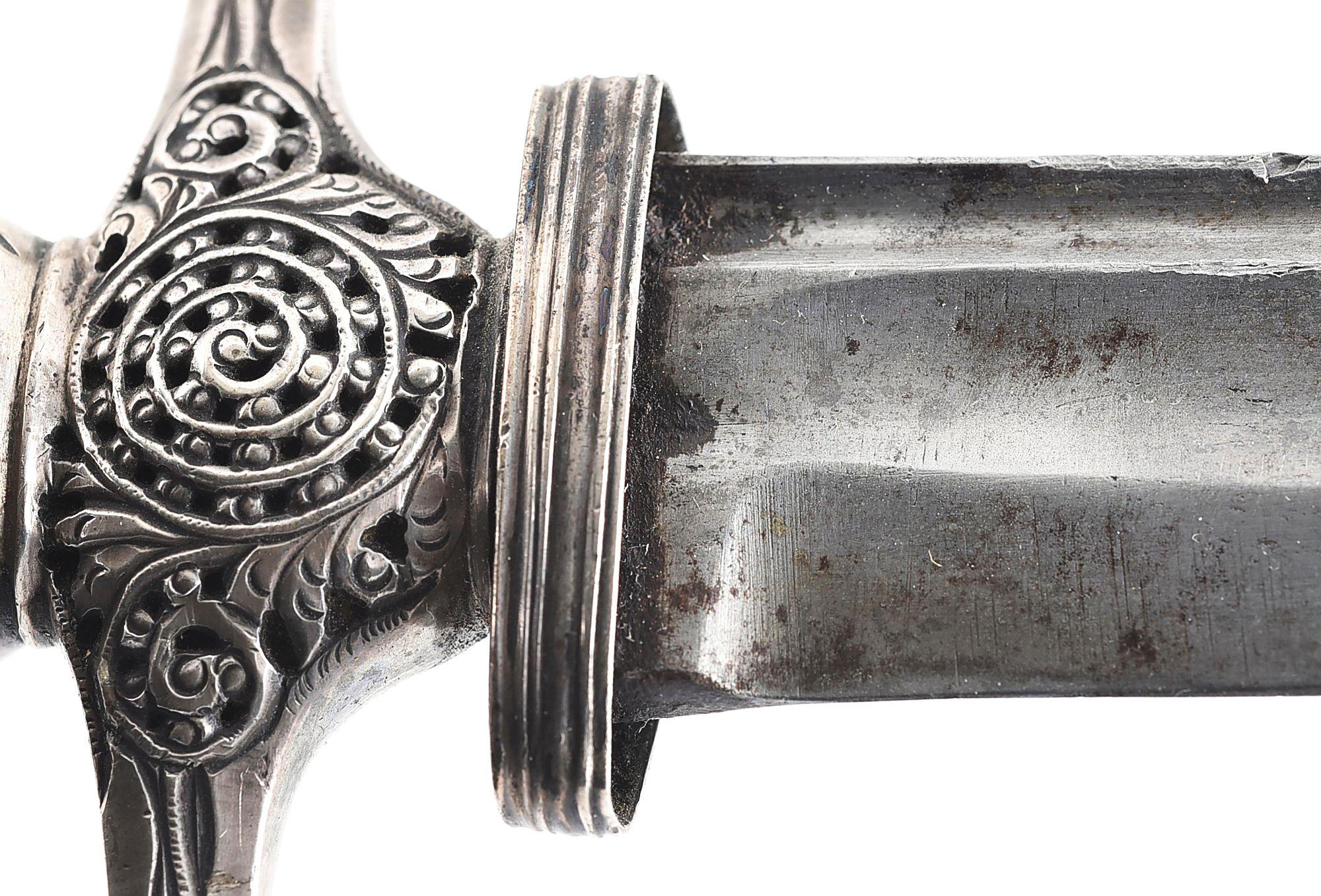 SILVER-HILTED EAGLE HEAD POMMEL SWORD WITH SCABBARD.