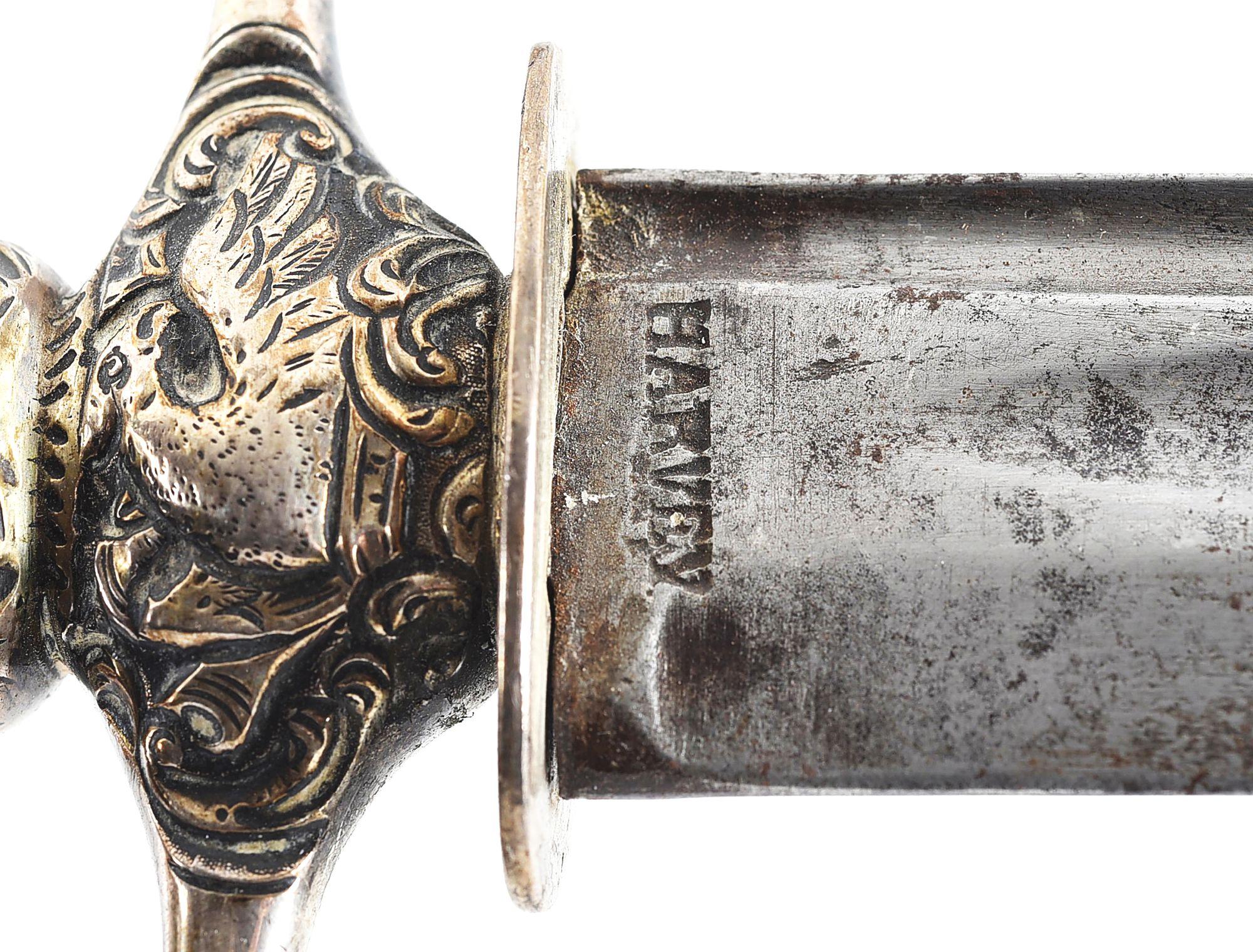 SILVER HILTED EAGLE HEAD POMMEL SWORD WITH SCABBARD.