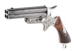 (A) GEBRUDERS MAURER SHARPS PATENT TILT BARREL PEPPERBOX PISTOL.