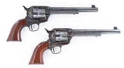 (M) OUTSTANDING PAIR OF ENGRAVED TURNBULL MODEL 1873 SINGLE ACTION REVOLVERS.