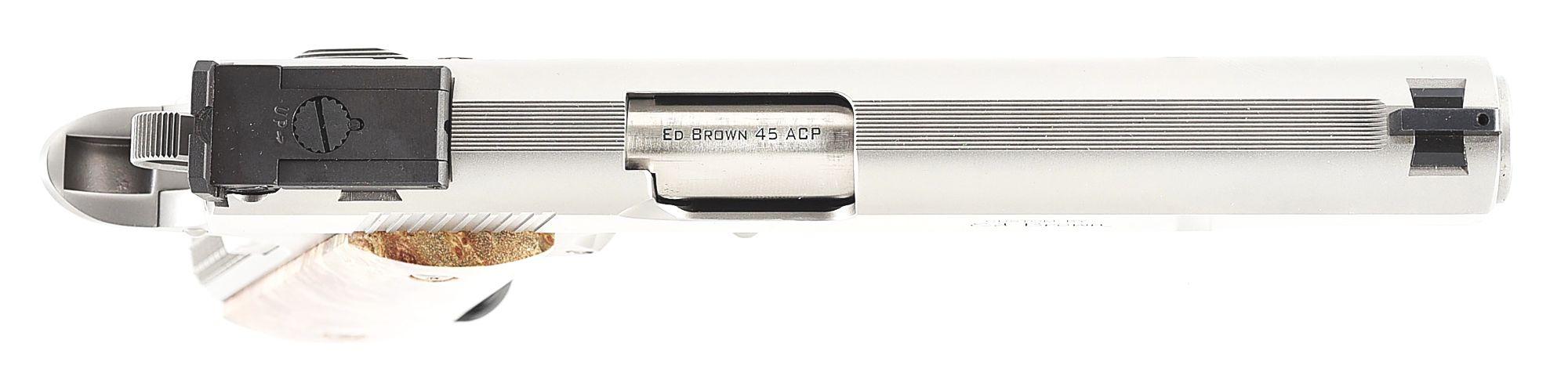 (M) ED BROWN EXECUTIVE TARGET .45 ACP SEMI-AUTOMATIC PISTOL WITH SOFT CASE.