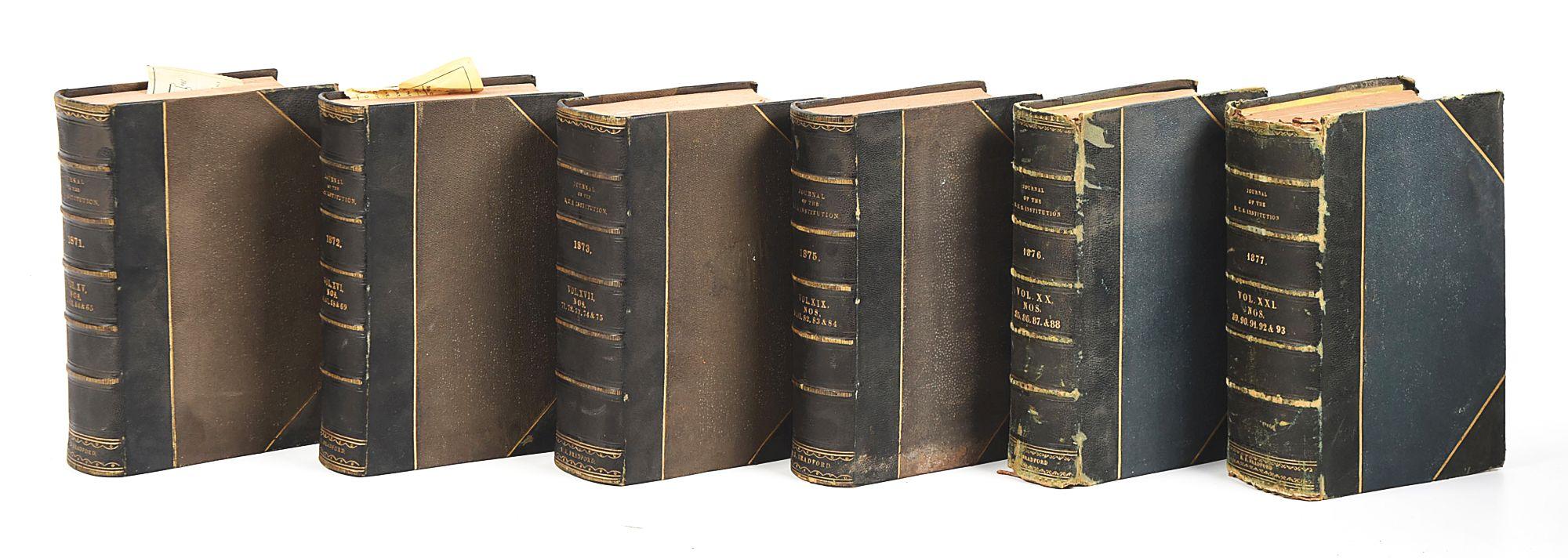 LOT OF 11: 19TH CENTURY VOLUMES OF THE JOURNAL OF THE ROYAL UNITED SERVICE INSTITUTE.