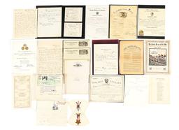 LARGE LOT 19TH CENTURY EPHEMERA INCLUDING CIVIL WAR LETTER, DISCHARGE, NEWSPAPERS, DOCUMENTS, ETC.