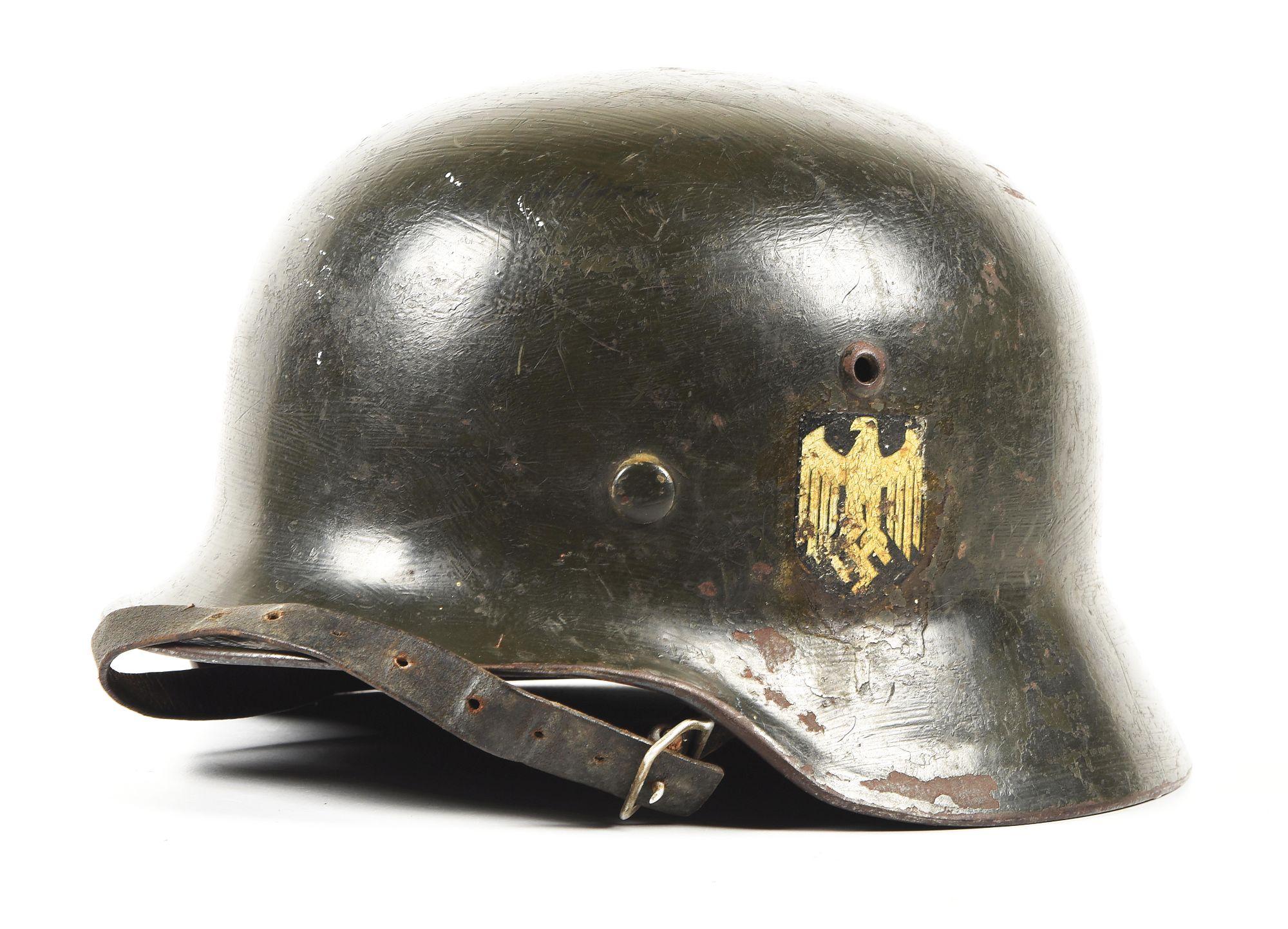 GERMAN WWII HEER DOUBLE DECAL M35 HELMET.
