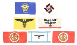 LOT OF 7: THIRD REICH ARMBANDS.