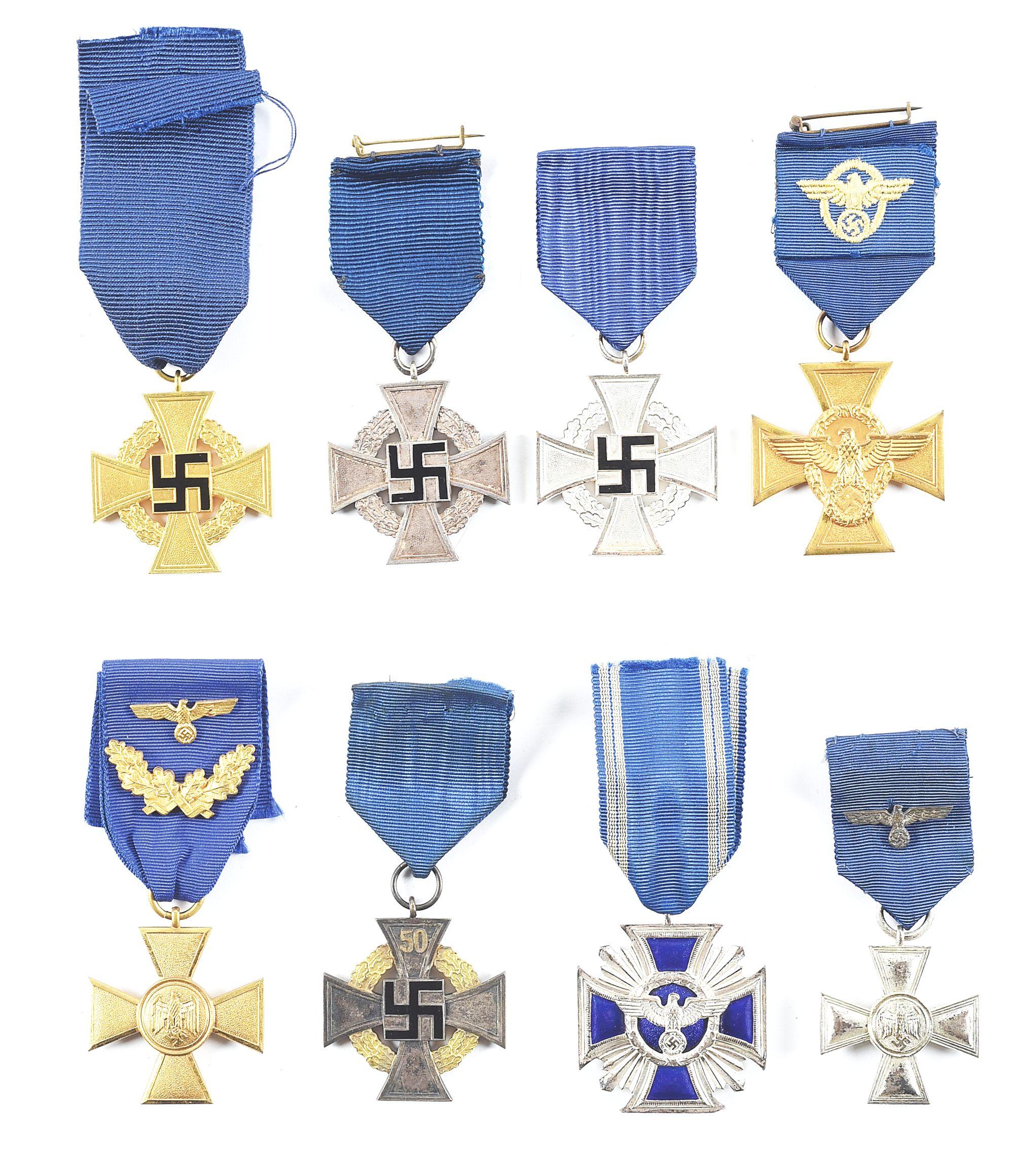 LOT OF 8: THIRD REICH SERVICE MEDALS.